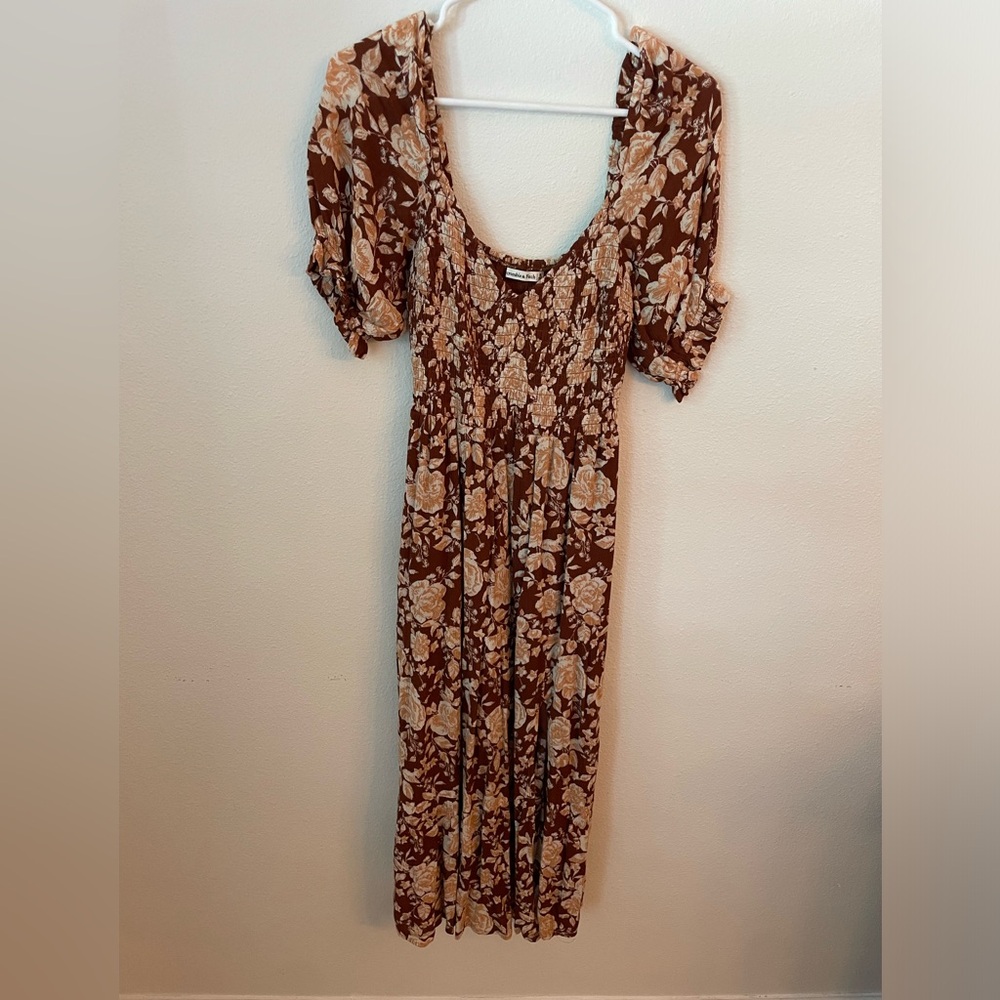 Abercrombie & Fitch Brown Floral Midi Dress - Size M